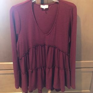 Red long sleeve tapered shirt